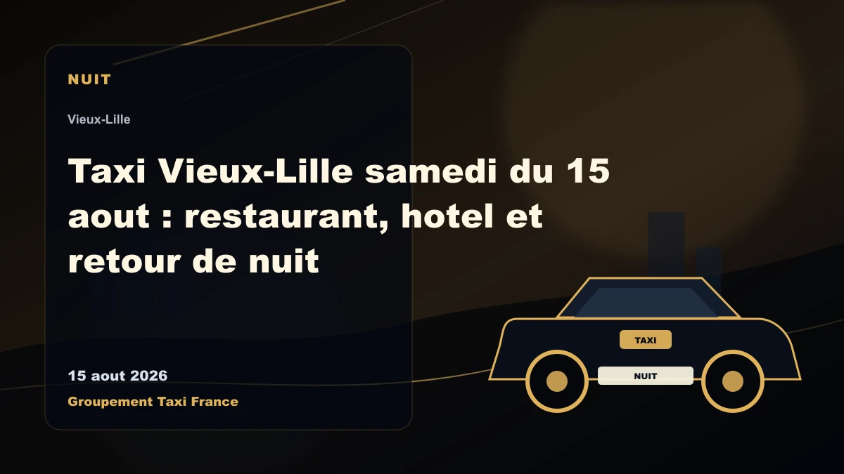 Illustration - Taxi Vieux-Lille samedi du 15 aout : restaurant, hotel et retour de n…